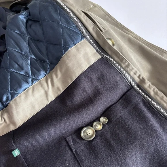 Lauren Ralph Lauren mens trench coat tan size 42R double breasted zip out liner - Picture 5 of 11